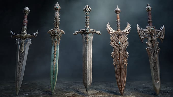 draw fantasy dnd weapon art for game