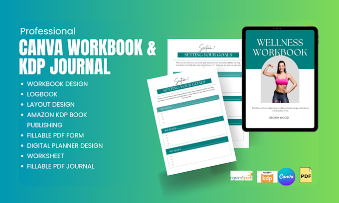 Design canva workbook kdp journal worksheet editable planner ebook ...