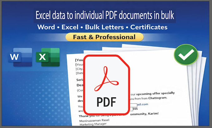 convert excel data into individual PDF documents in bulk