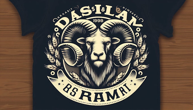 do a unique vintage ram logo with t shirt design
