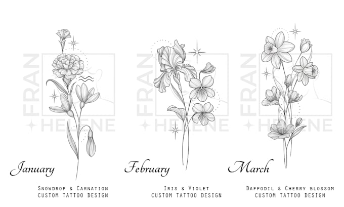 draw delicate fineline birth flowers