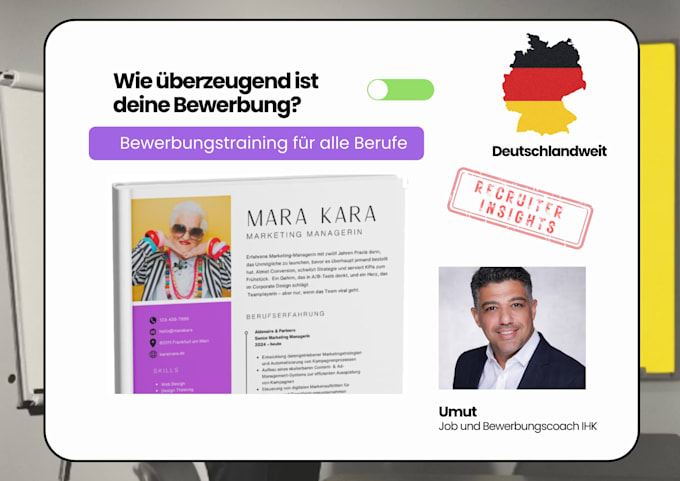 coach you for job interviews, cvs, and job applications in german