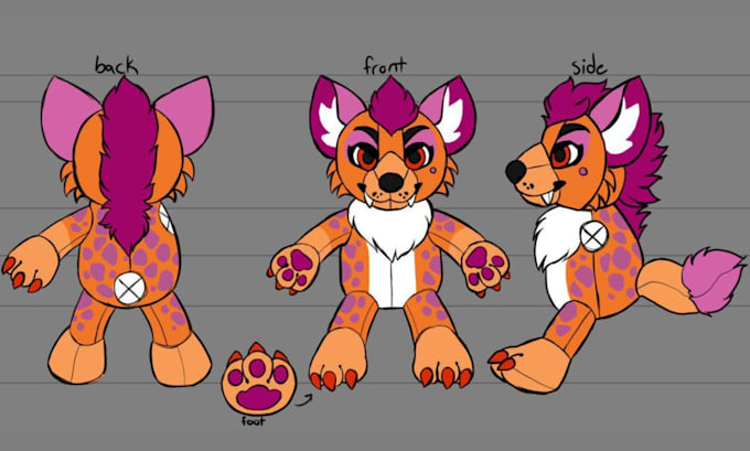 design custom plushie reference sheet stuffed animal character ych concept