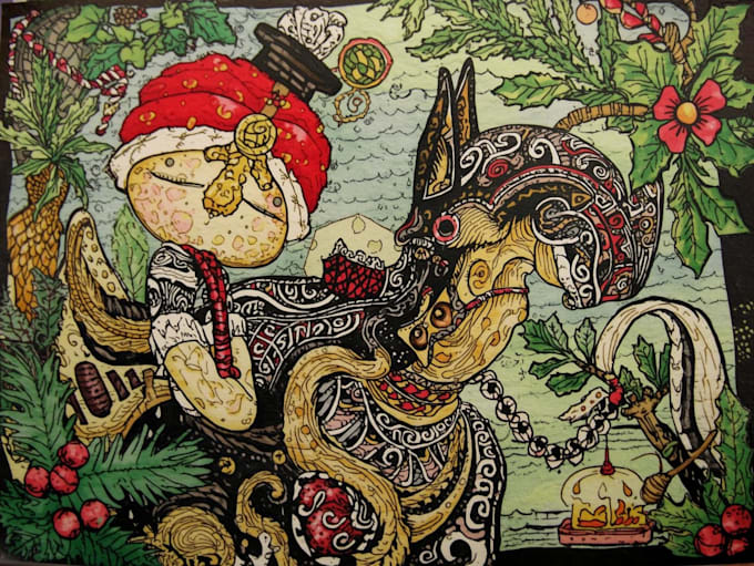 draw unique christmas illustration