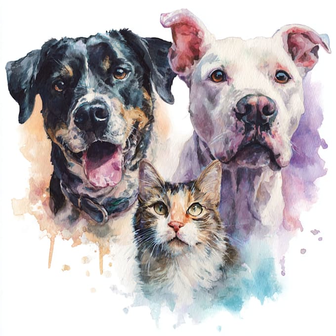 create a pet portrait, dog portrait cat portrait