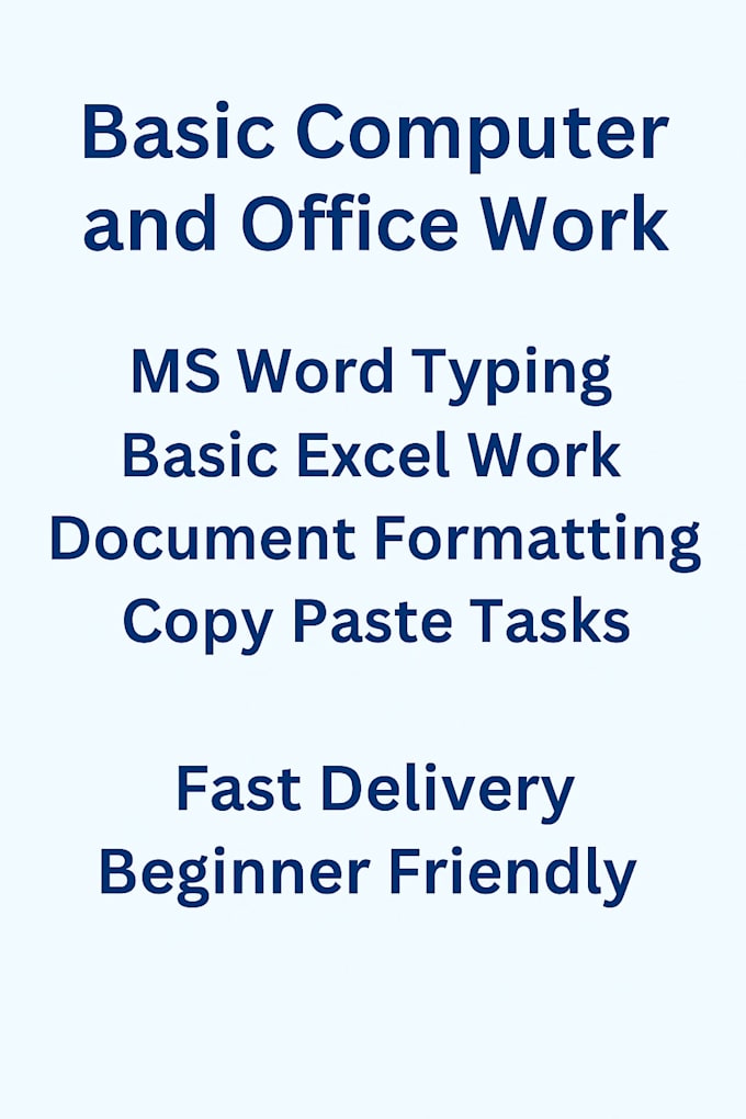 help with computer tasks and ms word, excel and office work