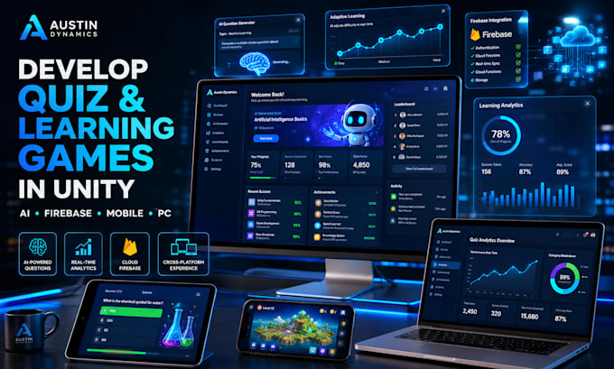 develop ai powered quiz and learning games in unity for mobile and PC