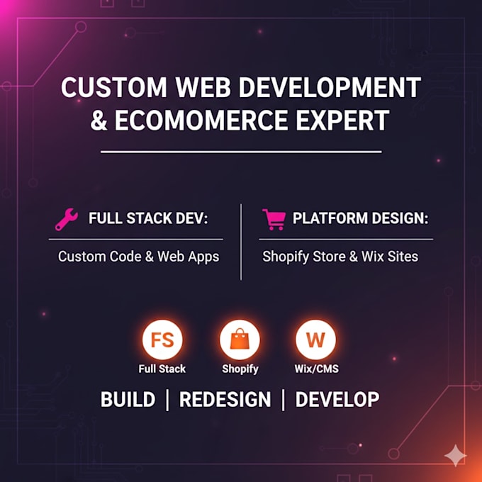 build a custom website full stack web development shopify or wix site