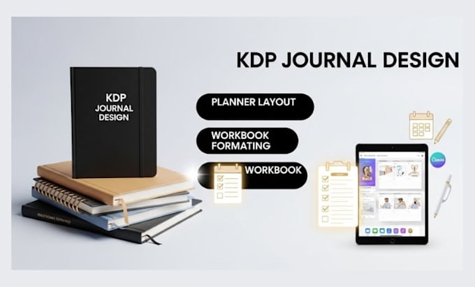 do kdp journal design, workbook, planner dairy, digital planner, format notebook