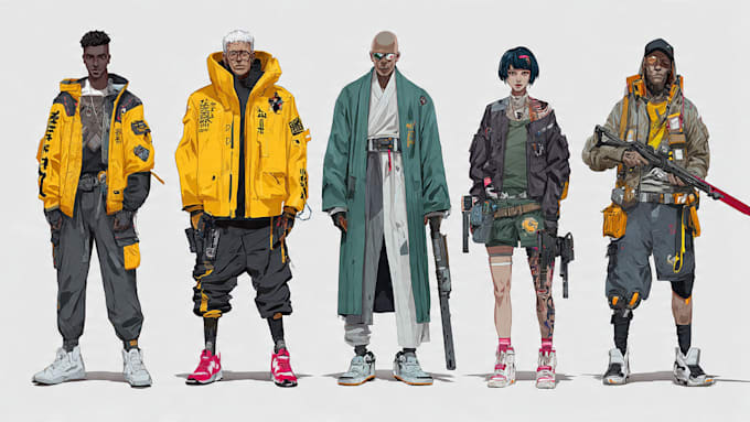 draw cyberpunk character or concept illustrations
