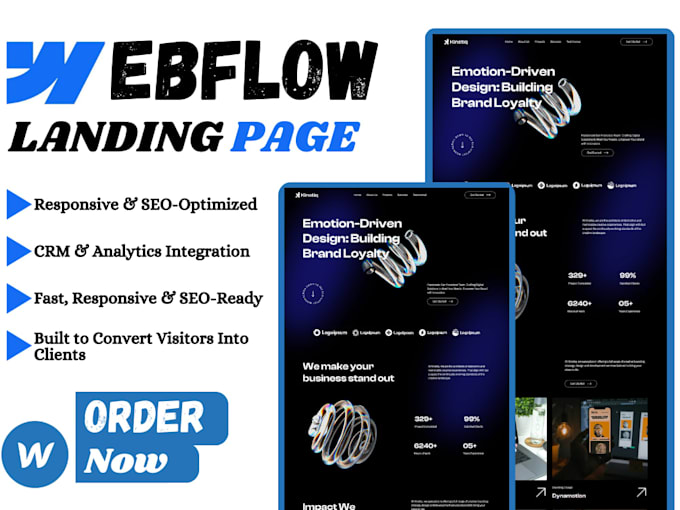 Design a responsive webflow landing page that convers visitors by ...