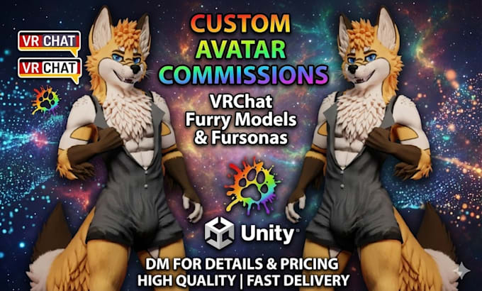 Custom 3d furry avatar vrchat ready 3d fursona model vr chat rigging 3d ...