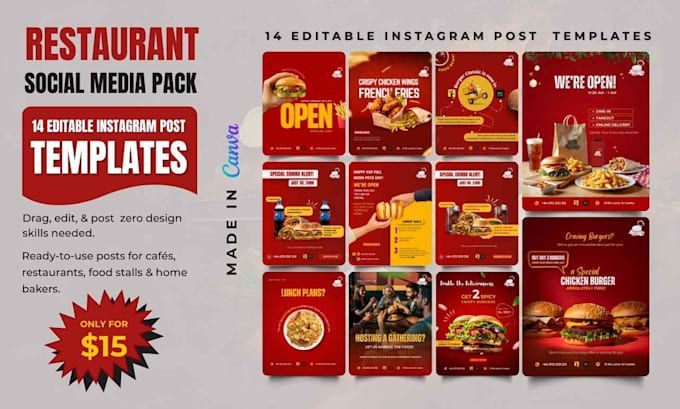 create ready to use instagram templates for restaurants