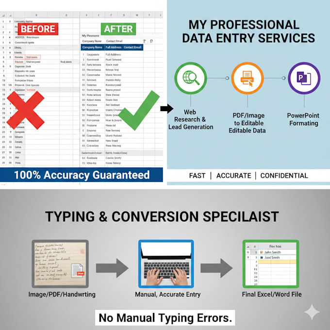 data entry, excel, copy paste, web research