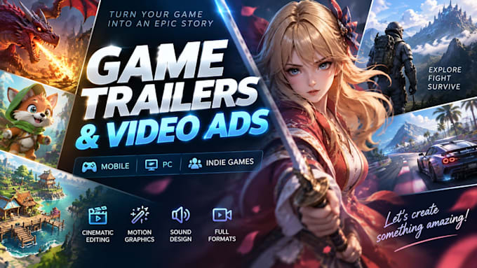 design a creative game trailer, app promo, video ad