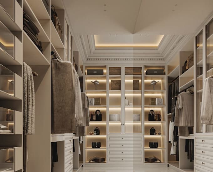 Renovate interior spaces, render clothing store,3d walkin closet, high ...