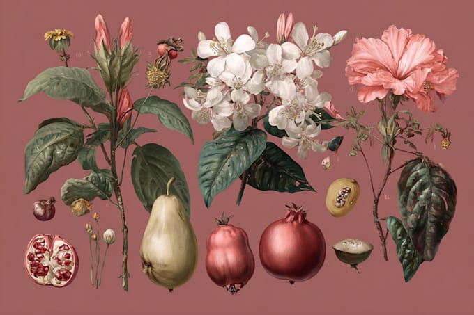 paint digital botanical fruit plants illustration