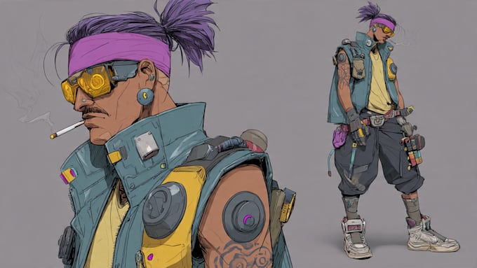 design cyberpunk character, original character design