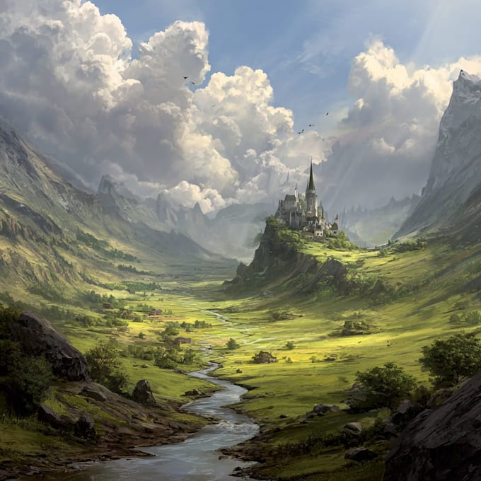 create fantasy landscape illustrations