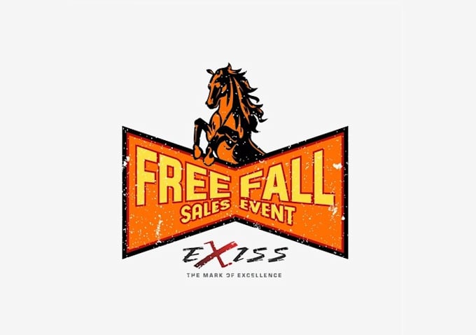 design a youthful logo with aggressive free fall sales event