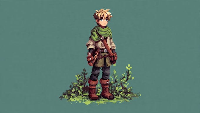 draw detailed pixel art character