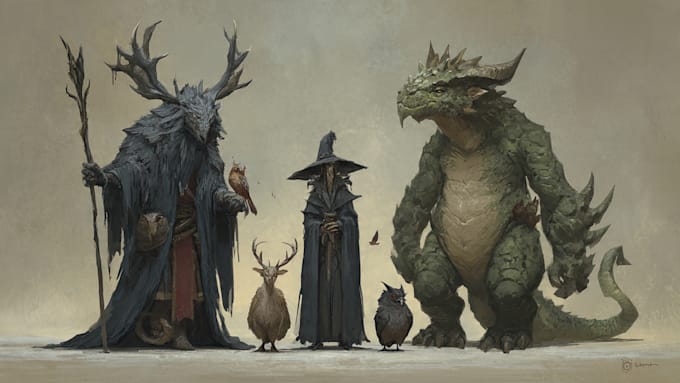 draw fantasy creatures and custom monster illustration