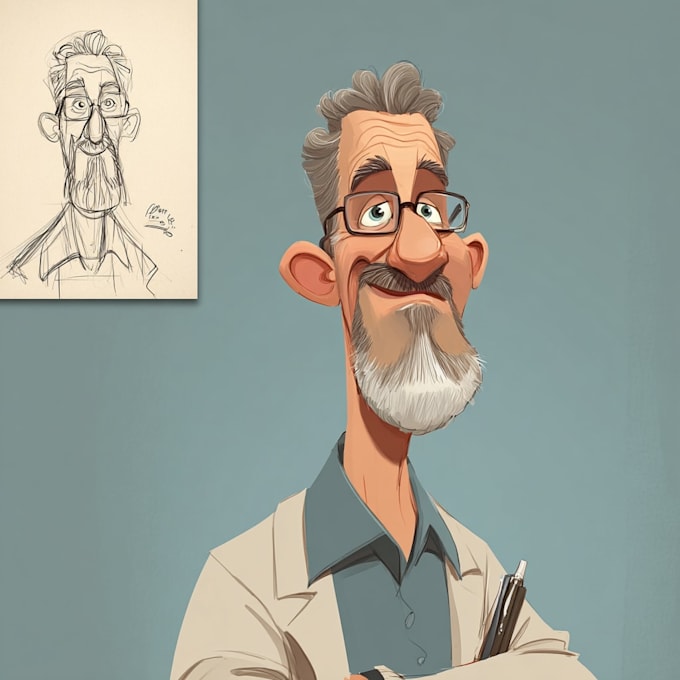 draw a funny caricature with my style
