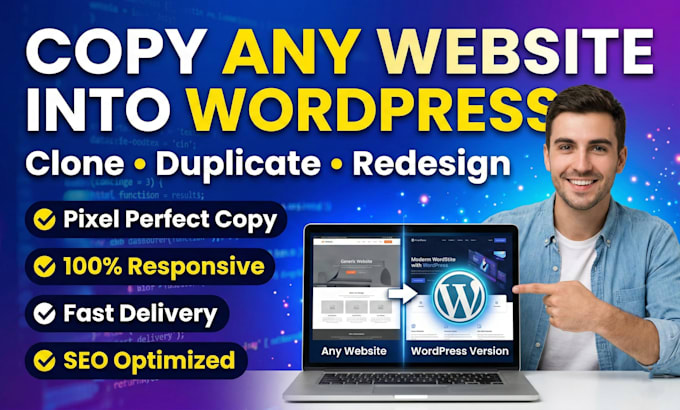 clone,copy redesign duplicate website or replicate wordpress website