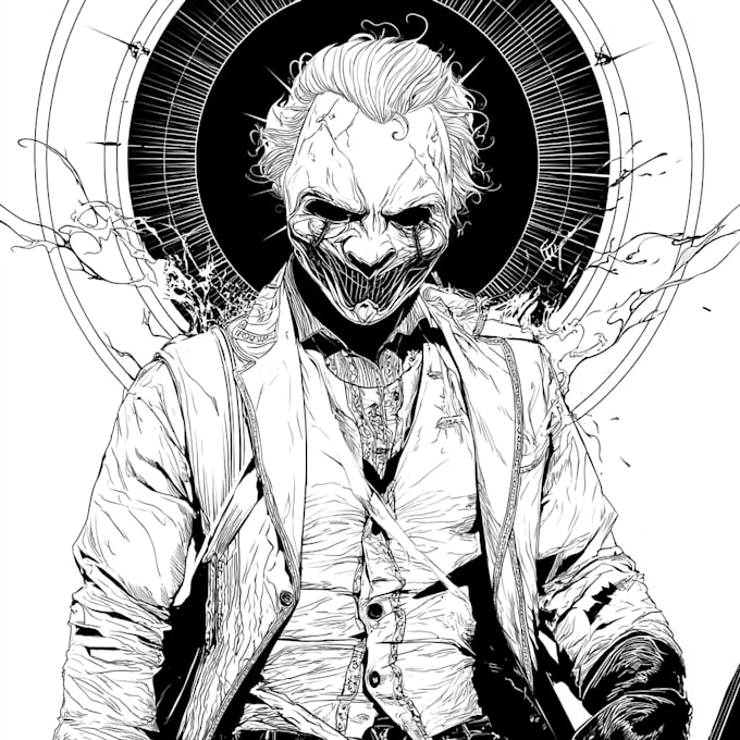 create a horror and gothic line art illustrations