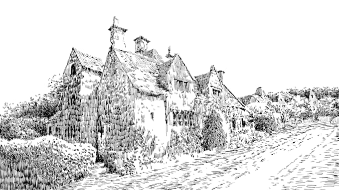 create ink draw environment and landscape sketches