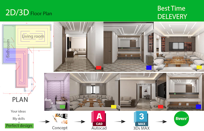 do interior design 3d modeling and commercial architecture