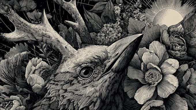 draw dark art illustration with engraving style