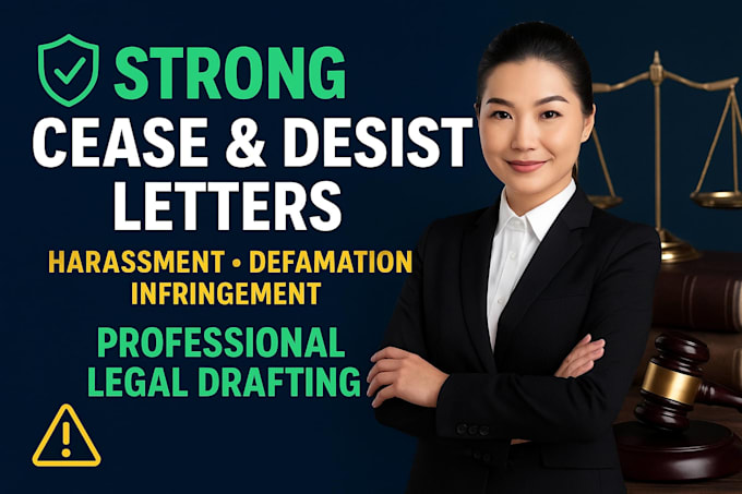 Write a strong cease and desist letter for harassment, defamation