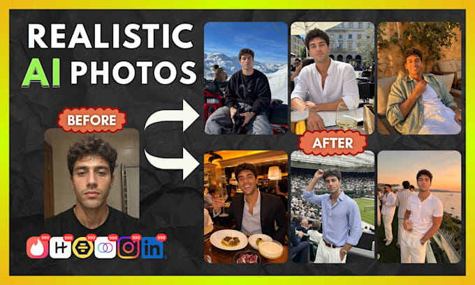 create realistic ai pictures for tinder, hinge, bumble and dating profile