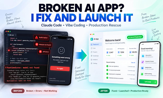 fix complete and launch your incomplete app