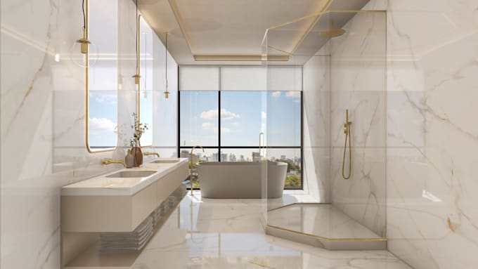 create your 3d luxury bathroom design