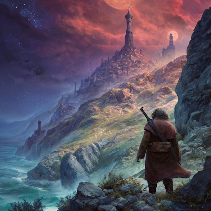 create a unique fantasy book cover illustration