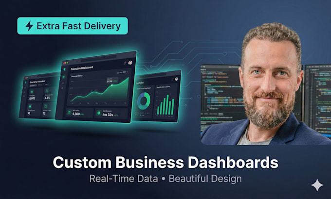 create a custom business dashboard with real time data and a professional design