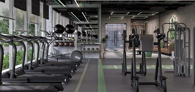 visualize workout space,3dgym interior,fitness center,layout planning,cgi render