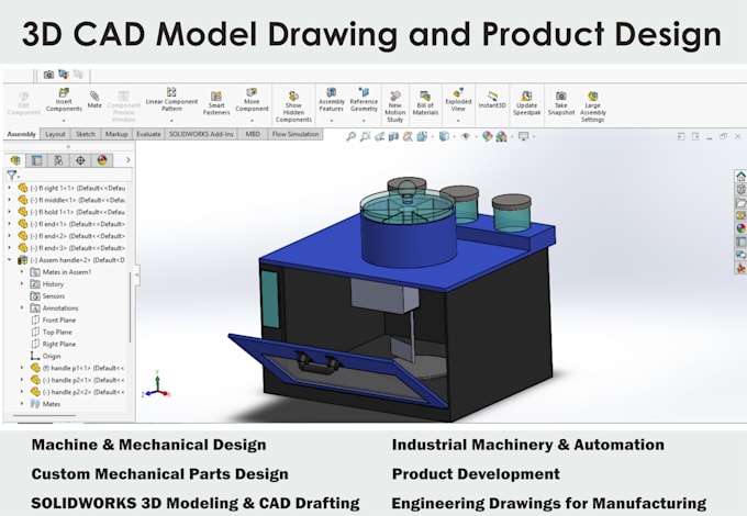 Design 3d cad model drawing and product design for manufacturing by ...