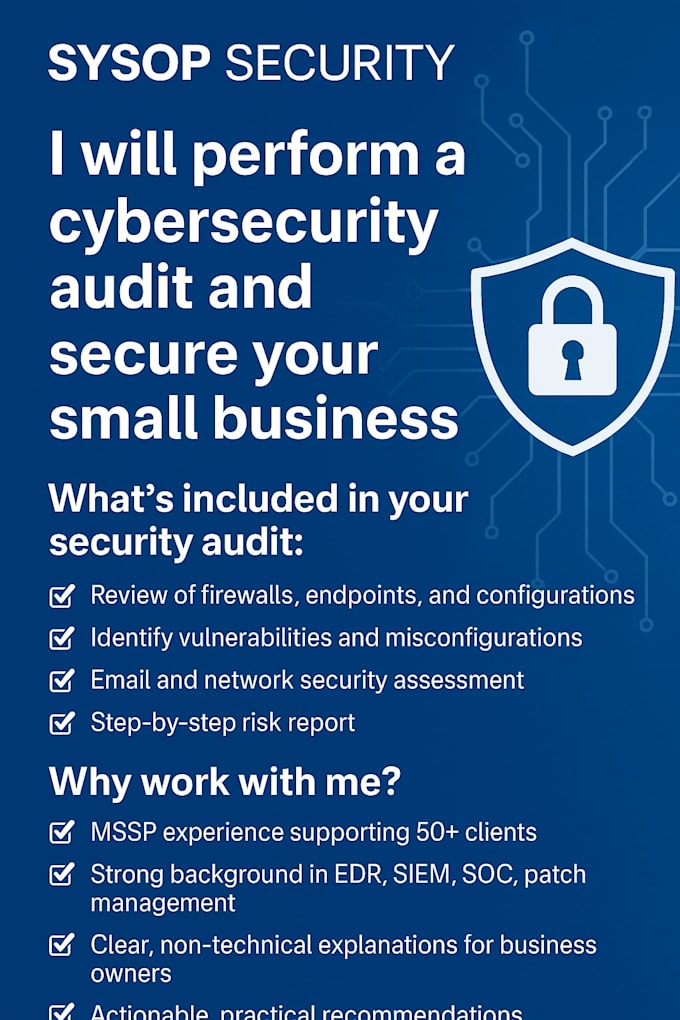 review your cybersecurity risks and provide a clear security action plan
