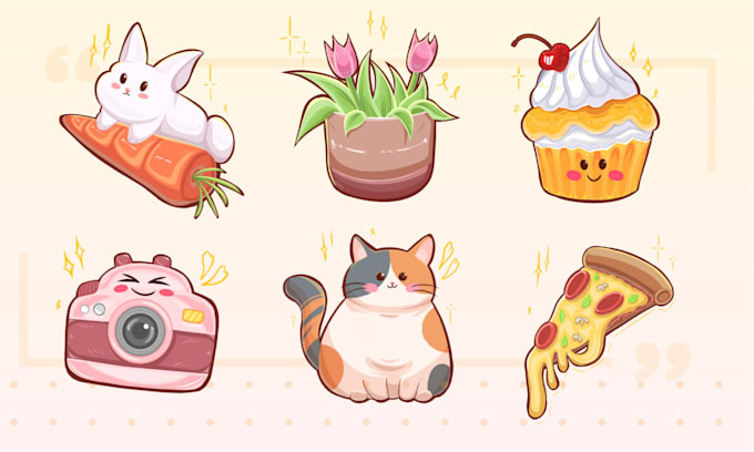 create cute clean object illustrations for you