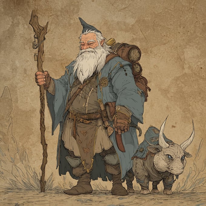draw a dnd party art and d and d character