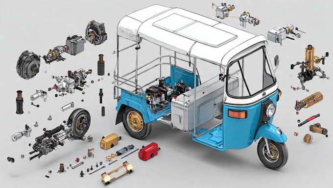 design e rickshaw, e auto, and electric vehicle components