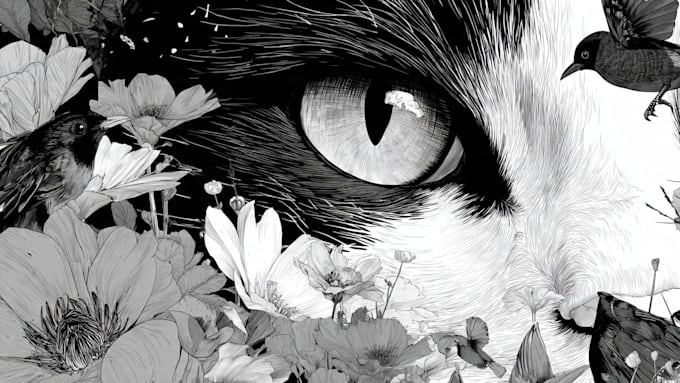draw a black and white illustration for your project