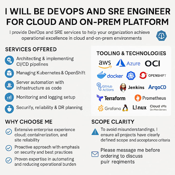 be devops and sre engineer for cloud and onprem platforms