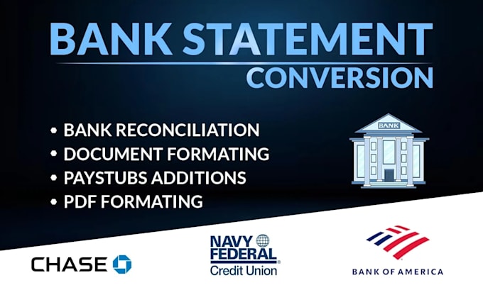 reconcile bank statement PDF to editable format