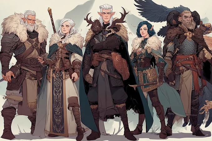 draw fantasy dnd party and dnd illustration