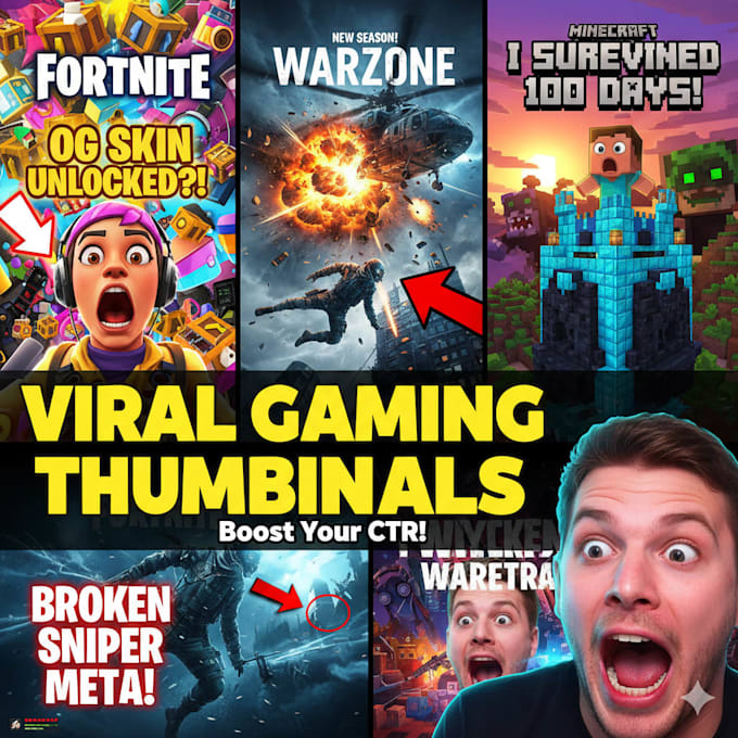 design high CTR gaming thumbnails for youtube