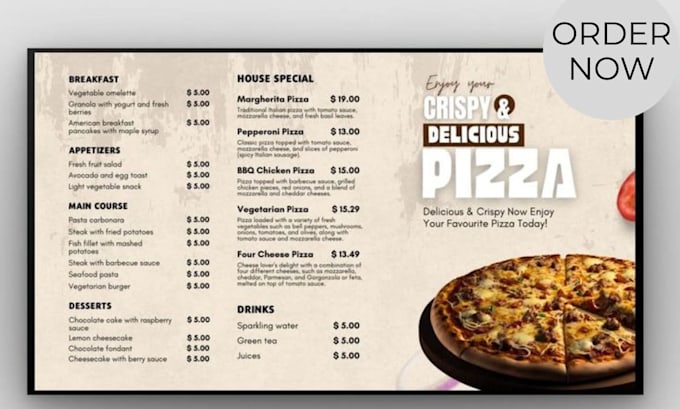 design animated static tv screen menu board digital menu restaurant food flyer